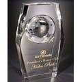 Acrylic Stylized Beveled Embedment Award w/ Embossed Globe